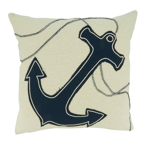 Saro Lifestyle Poly-Filled Throw Pillow With Anchor Appliqué Design - image 1 of 3