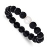 Chisel 10-11mm Black Agate and White Freshwater Cultured Pearl Beaded 6.5" Stretch Bracelet - 2 of 4