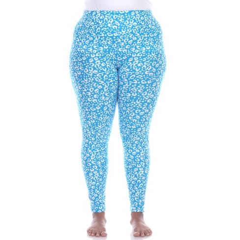 Women's Plus Size Super Soft Leopard Printed Leggings Blue One Size Fits  Most Plus Size - White Mark : Target