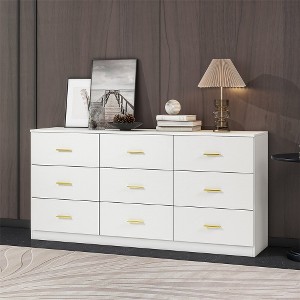 KTMBDW 9 Drawer Dresser for Bedroom with Deep Drawers, Floor Wood Dressers & Chest of Drawers, Modern Long Dressers for Closet Living Room - 1 of 4