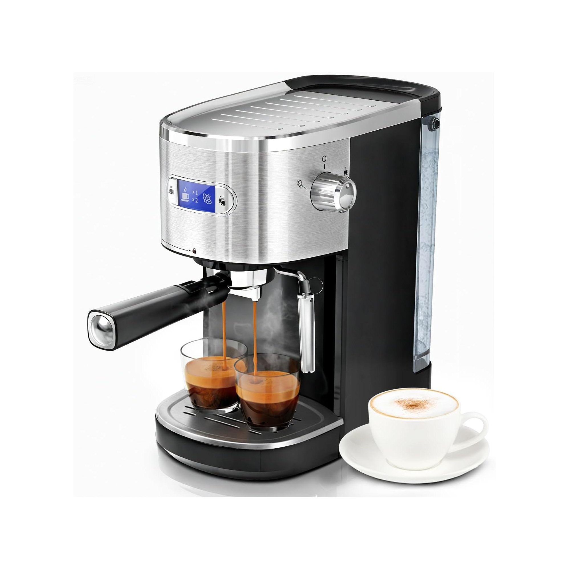ZAFRO Espresso Machine 20 Bar, Semi-Automatic Professional Coffee Machine for Cappuccino & Latte with Milk Frother Steam Wand,LCD Display,Black