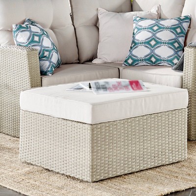 All-Weather Wicker Canaan Outdoor Ottoman Brown - Alaterre Furniture