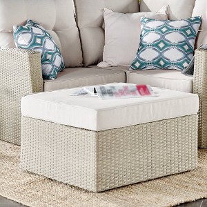 All-Weather Wicker Canaan Outdoor Ottoman Brown - Alaterre Furniture - 1 of 4