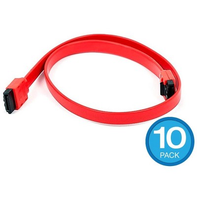 Monoprice SATA 6Gbps Straight Cable with Locking Latch - 3 Feet - Red (10 Pack) Compatible with SSD, CD Writer, CD Driver, SATA HDD