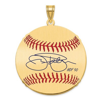 Black Bow Jewelry 14K Gold Plated Jim Palmer Signature LG Enamel Baseball Pendant