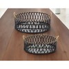 HomeRoots Set of Two Black and Tan Round Bamboo Serving Tray With Handles - 2 of 4