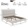 Full Size Bed Frame, Upholstered Platform Corduroy Bed Frame with Vertical Channel Tufted Wingback Headboard - 2 of 4
