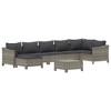 vidaXL 8 Piece Patio Lounge Set with Cushions Gray Poly Rattan - 3 of 4