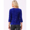 INSPIRE CHIC Women's Sparkle Sequin Cut Out Half Sleeve Party Club Velvet Blouse - 3 of 4