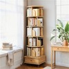 SKRAN 6 Tier Rotating Bookshelf, 360° Display And Spinning Bookshelf with Wheels and Drawer, Rotating Bookshelf Tower for Bedroom, Home, Wood Color - 2 of 4