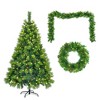 Resenkos 6ft Pre-Lit Christmas Tree Set with Garland and Wreath, Grass Green Tree with Large Branches and Pine Cones, Green - 4 of 4