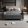 Upholstered Storage Bench with Rolled Arms and Button Tufted Lid for Bedroom or Entryway Seating and Hidden Blanket or Linen Storage-Maison Boucle - 2 of 4