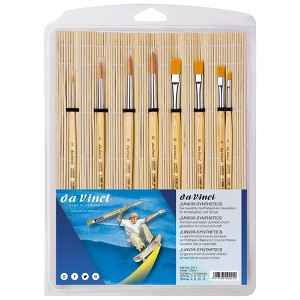 da Vinci JUNIOR Synthetics Student Brushes, Synthetic, Acrylic & Tempera, Assorted, 8 Brush Set in Bamboo Mat - 1 of 1