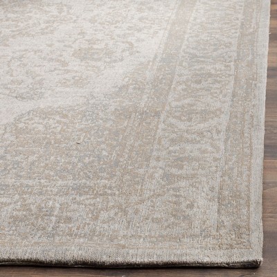 Classic Vintage Gray and Beige Rectangular Cotton Area Rug 6' x 9'