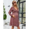 Coolmee Womens Maternity Casual Midi Dress Elegant Long Sleeve Flowy Smocked Waist Pregnant Dresses - 3 of 4