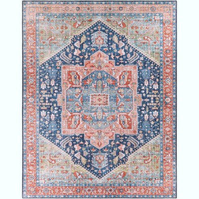 Mark & Day Maasdriel 7'6"x9'6" Rectangle Woven Indoor Area Rugs Navy: Traditional Medallion, Stain-Resistant, Pet Friendly