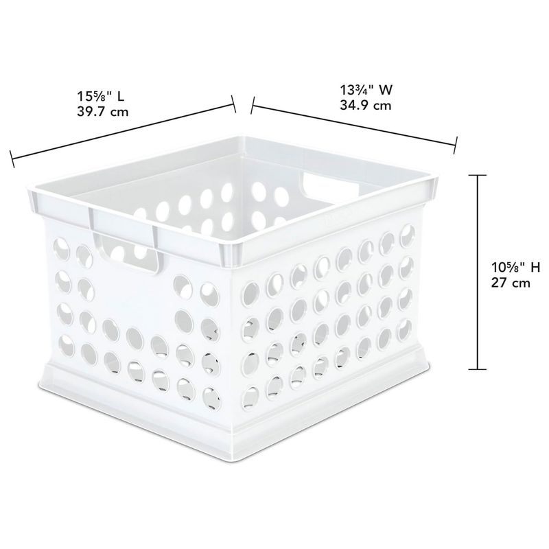 Sterilite Stackable Plastic Storage Crate Bin Organizer File Box with Handles for Home, Office, Dorm, Garage, or Utility Organization, White, 3 of 7