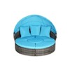 5-Piece Outdoor Patio Round Daybed Set, Wicker Conversation Group with Retractable Canopy, Soft Cushions, and Storable Table - 4 of 4
