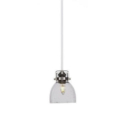 Toltec Lighting Easton 1 - Light Pendant in  White/Brushed Nickel with 6" Clear Bubble Shade