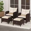 Patiojoy 2 Pieces Outdoor Patio PE Wicker Ottomans with Removable Cushions Footstools Beige/Navy - 4 of 4