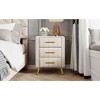 NicBex 16.3 inch Wide Nightstand with 3 Drawers,Modern Side Table with Metal Legs and Handles,Bedside Table for Bedroom,Living Room,Pink/Beige - 2 of 4