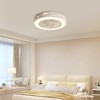 YIYIBYUS Modern Round Indoor LED Enclosed Low Profile Ceiling Fan, White - 3 of 4