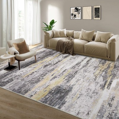 Large Abstract Machine Washable Rug with Rubber Backing for Living Room Modern Non-Slip Area Rug Easy-Cleaning Floor Carpet for Bedroom Dining Room