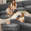 Vipbear 119-inch widened three-seater sofa, simple appearance, Chenille fabric, solid high legs, wide armrest combination design - 3 of 4