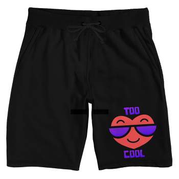 Valentines Day Too Cool Heart With Sunglasses Men's Black Sleep Pajama Shorts