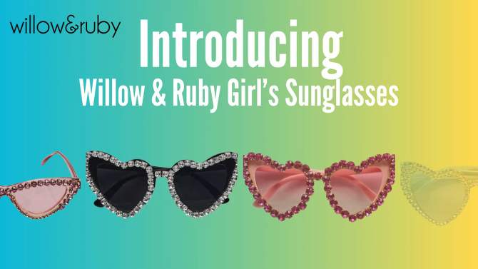 Willow & Ruby Kid's Summer Fun Sunglasses - Girl's Sunnies in Light Blue Heart, 2 of 6, play video