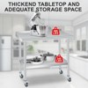 Stainless Steel Work Table - Heavy Duty Commercial Kitchen Workstation with Backsplash, 4 Casters & Adjustable Shelf - 4 of 4