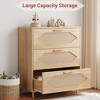 Kids Bedroom 3 Drawer Dresser for Bedroom, 31.5 Wide Rattan Modern Closet Dressers Chest of Drawers, Wood Oak Storage Chest - 4 of 4