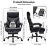 Ergonomic PU Leather Gaming Office Chair | 90°-135° Reclining Backrest, 360° Swivel Wheels | Adjustable Height, 350LBS Capacity - 3 of 4