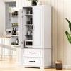 Kitchen Pantry Cabinet with 2 Drawers, Freestanding Storage Cupboard with 8 Door Shelves and 3 Adjustable Shelves for Kitchen, Dining-The Pop Home - 2 of 4