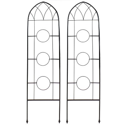 Sunnydaze 2-Piece Arched Climbing Plants Wall Trellis with Flower Pot Supports