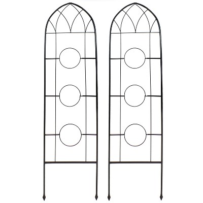 Garden Trellis - Set Of 2 Metal Panels With Decorative Scrolls - Fencing  For Climbing Vines, Roses, Potted Plants, And Flowers By Pure Garden  (black) : Target