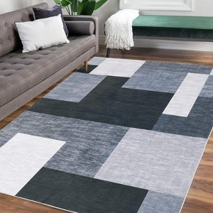 Large Geometric Area Rug, Low Pile Non-Slip Washable Carpet for Living Room, Bedroom, Dining Room, Office - 1 of 4