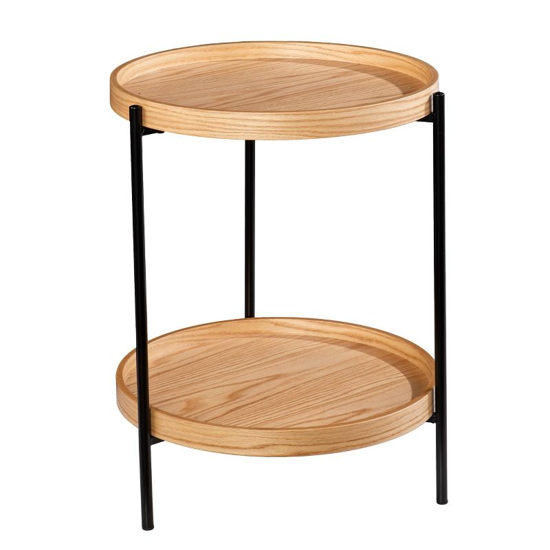 Wemve Round End Table Natural/Black- Aiden Lane, 1 of 8