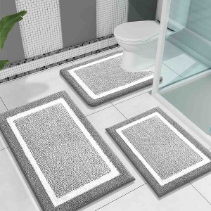 BAGOKIE 3 Piece Ultra-Soft Microfiber Bathroom Rug Set - 1 of 4