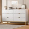 6-Drawer Dresser for Bedroom – 53.5” Wide Modern White Chest with Gold Metal Legs & Handles - 4 of 4