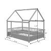 CAVINAS Full Size Wood Montessori Bed,Modern Floor Bed with House Roof Frame and Fence Guardrails,Toddler Bed for Bedroom - 3 of 4