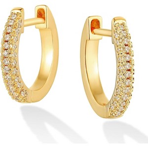 Dremmy Studios CZ Huggie Hoop Earrings | 14K Gold Plated, Chunky & Minimalist Gift - 1 of 4