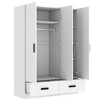 ORRD 3 Door Wardrobe Closet with Storage Drawers,Shelves and Hanging Rod,White - image 4 of 4