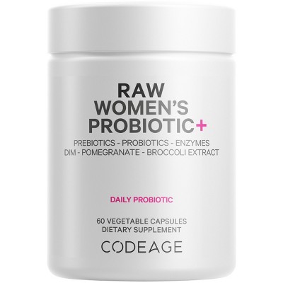 Codeage Raw Women's Probiotic Supplement, Raw Fruits Vegetables Prebiotics, Digestive Enzymes - 60 ct