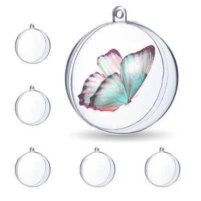 Bright Creations 6 Pack Clear Plastic Ornaments, Hanging Decor Fillable for DIY Arts and Crafts, 6.3 Inches