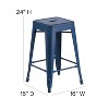 Emma and Oliver Commercial Grade 4 Pack 24" High Backless Distressed Metal Indoor-Outdoor Counter Height Stool - 4 of 4