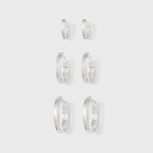 Sterling Silver Hoop Earring - Silver : Target