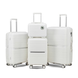 BEAFUP 4-Piece PP Lightweight & Durable Expandable Luggage Set with Spinner Wheels and TSA Lock - 14", 20", 24", 28" for Travel,White - 1 of 4