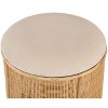 Nordlys Beige Velvet and Rattan Pouf Exotic Boho Upholstery Living Room - 2 of 4