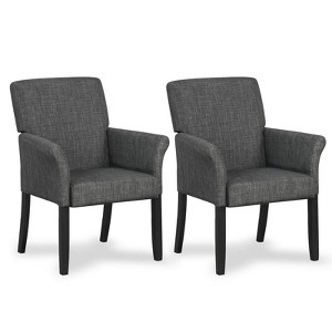 Costway Set of 2 Arm Chair Guest Chair Home Office w/ Wooden Legs - 1 of 4